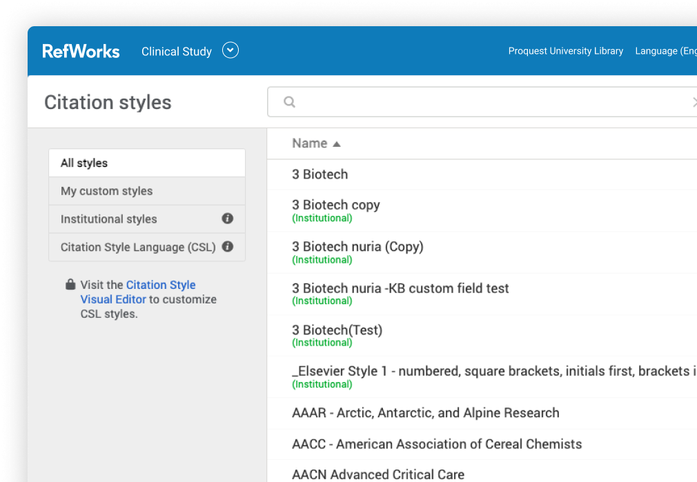 Create bibliography with RefWorks using thousands of citation styles