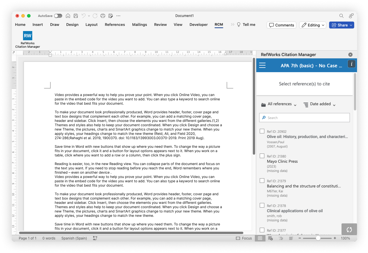 RefWorks Citation Manager for writing tools: Google Docs and Microsoft Word